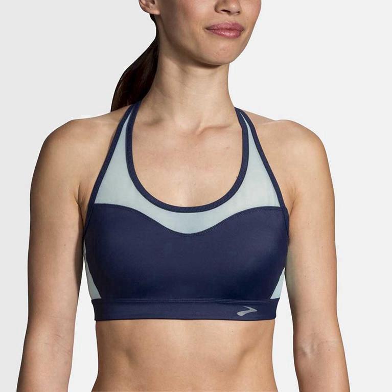 Brooks Fastforward Crossback NZ - Women's Running Bra - Blue (18657-EYNA)